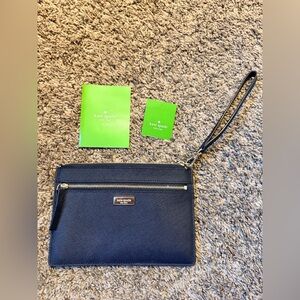 Kate Spade Navy Wristlet with Gold Zipper